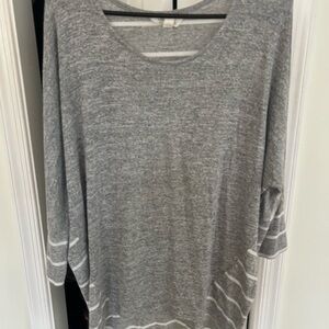 Market & Spruce Heather Gray Knit Tunic with Subtle White Stripes